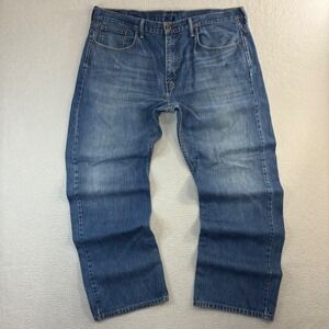 Levis 569 Loose Straight Jeans Men 38x32 Blue Faded Skater Baggy Whiskered